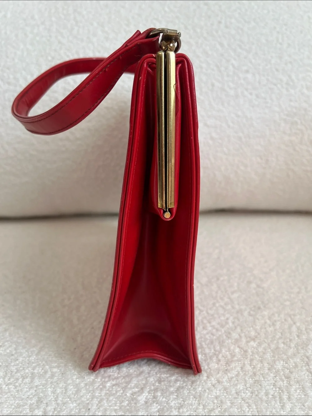 1950s Vintage Red Leather Top-Handle Bag